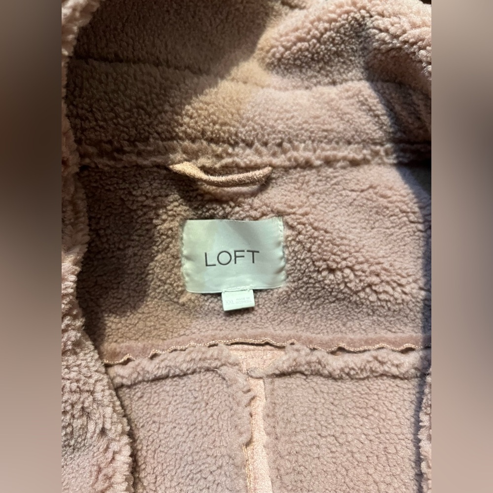 LOFT Faux Suede Sherpa Moto Jacket - Picture 3 of 16